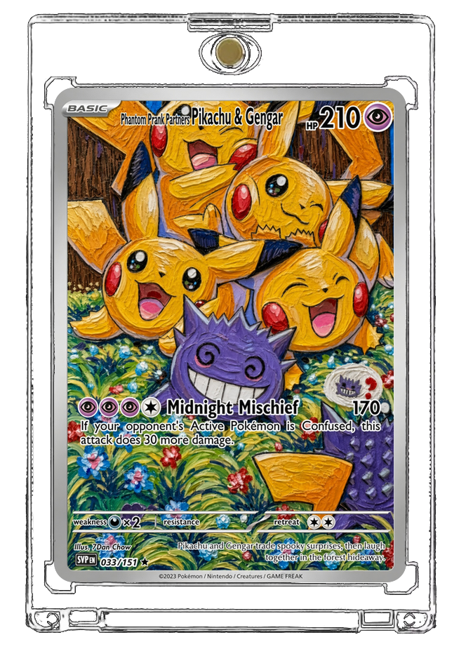 Pokemon Pikachu Gengar Night Garden Prank Custom Made Card Fan Art Card