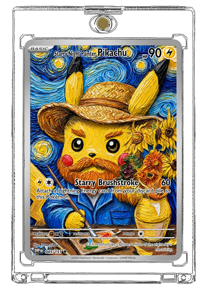 Pokemon Pikachu Painter Sunflower Swirling Sky Custom Made Card Fan Art Card
