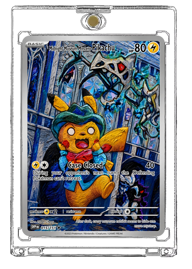 Pokemon Pikachu Midnight Museum Skeleton Mystery Custom Made Card Fan Art Card
