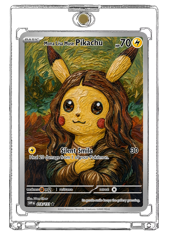 Pokemon Pikachu Mona Lisa Smile Portrait Custom Made Card Fan Art Card