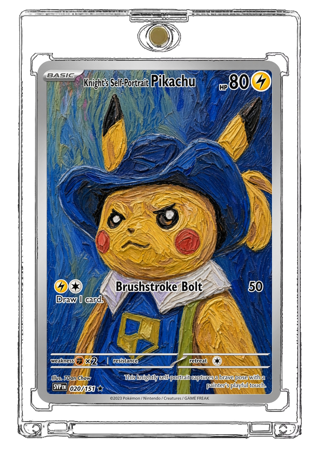 Pokemon Pikachu Blue Gold Knight Portrait Custom Made Card Fan Art Card