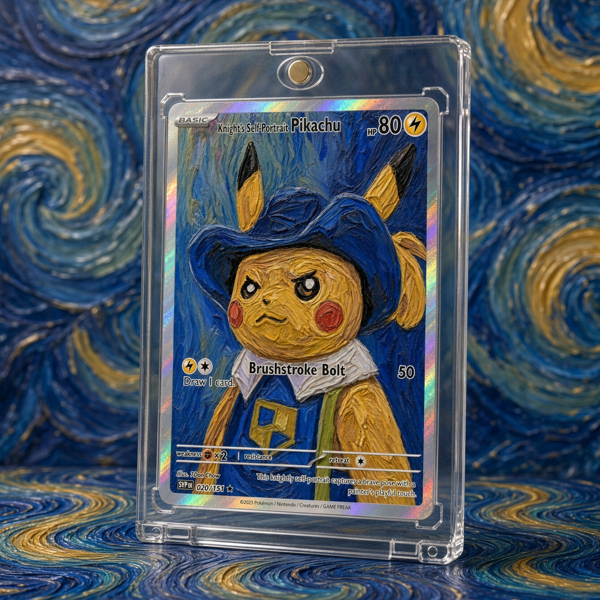 Pokemon Pikachu Blue Gold Knight Portrait Custom Made Card Fan Art Card