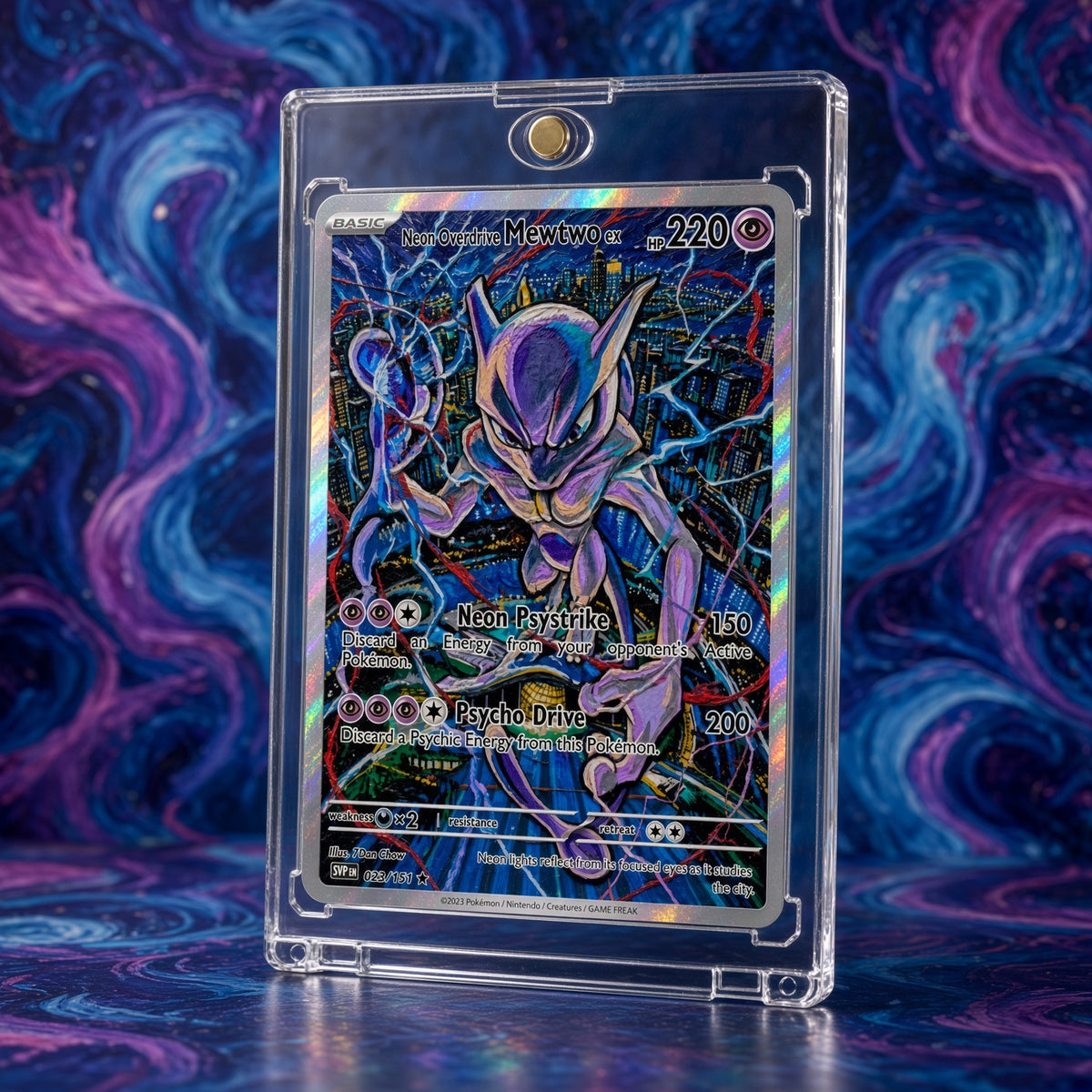 Pokemon Mewtwo Neon Overdrive City Custom Made Card Fan Art Card