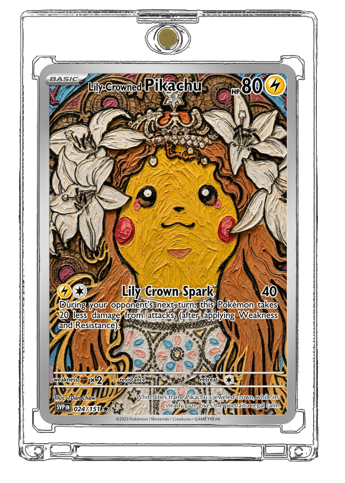 Pokemon Pikachu Lily Crown Botanical Portrait Custom Made Card Fan Art Card