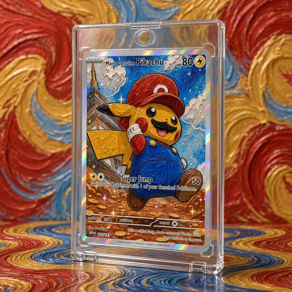 Pokemon Pikachu Mario Red Cap Overalls Custom Made Card Fan Art Card