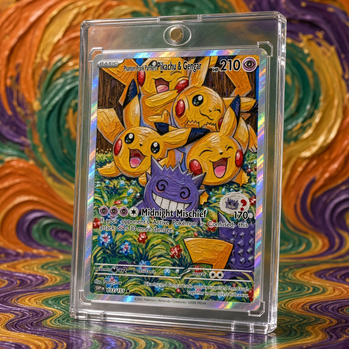 Pokemon Pikachu Gengar Night Garden Prank Custom Made Card Fan Art Card