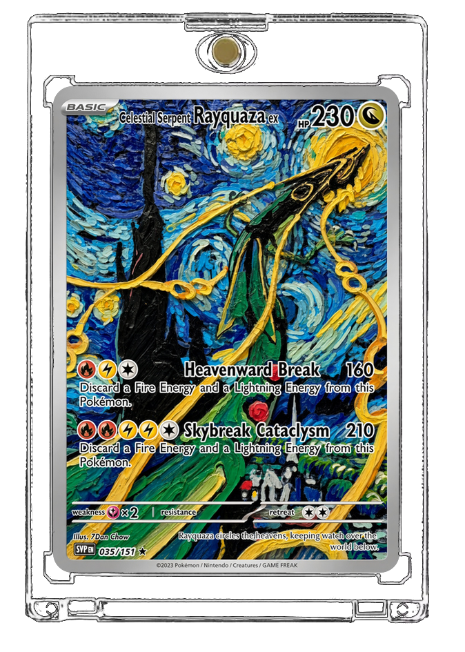 Pokemon Rayquaza Celestial Serpent Blue Gold Custom Made Card Fan Art Card
