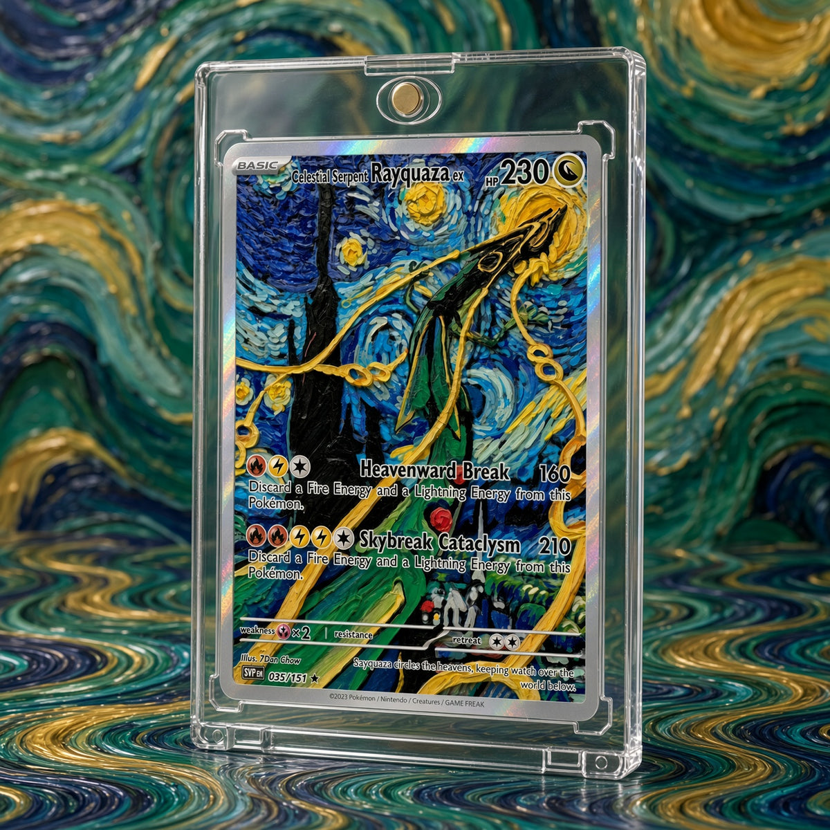 Pokemon Rayquaza Celestial Serpent Blue Gold Custom Made Card Fan Art Card