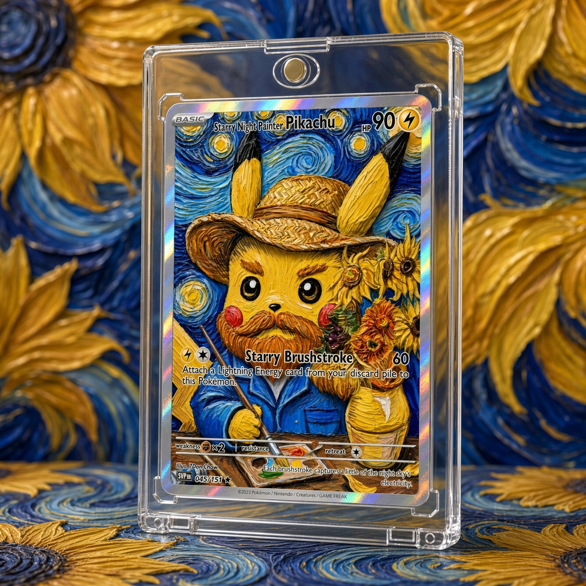 Pokemon Pikachu Painter Sunflower Swirling Sky Custom Made Card Fan Art Card