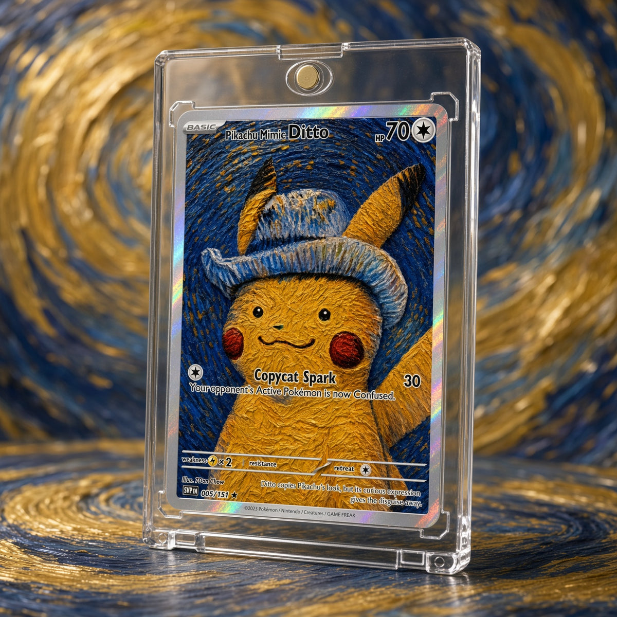 Pokemon Ditto Pikachu Disguise Straw Hat Custom Made Card Fan Art Card