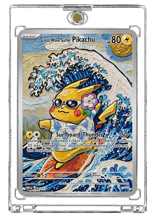 Pokemon Pikachu Great Wave Surf Custom Made Card Fan Art Card